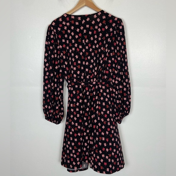 Eloquii Wrap Floral Midi Dress Size 14 Long Sleeve Soft Knit Puff Sleeve - Picture 3 of 9